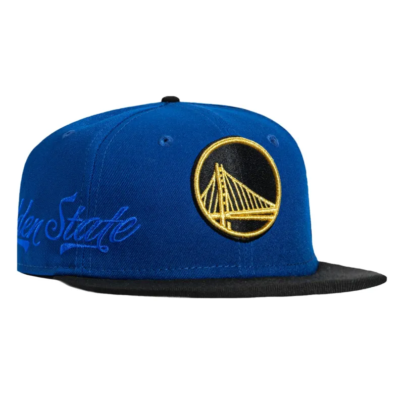 New Era 59Fifty Side Script Golden State Warriors Script Patch Hat - Royal, Black sold by Hat Club