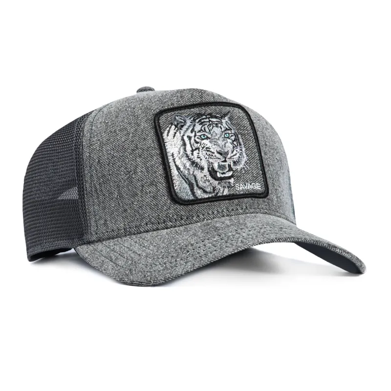 Goorin Bros Denim Savage Adjustable Snapback Trucker Hat - Grey sold by Hat Club