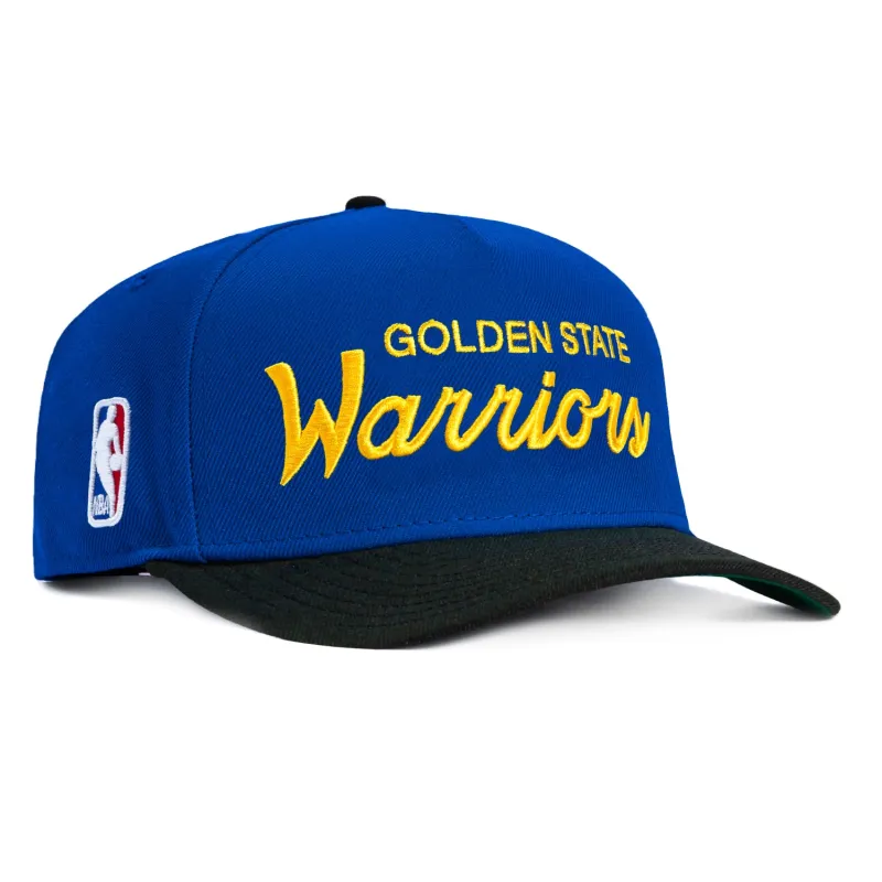 New Era 9Fifty A-Frame Golden State Warriors NBA Logo Patch Script Snapback Hat - Royal, Black made by New Era