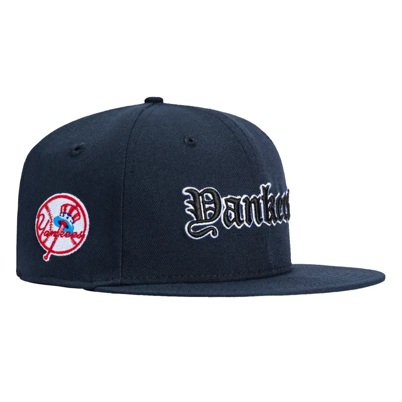 New Era 59Fifty New York Yankees Logo Patch Old English Hat - Navy sold by Hat Club