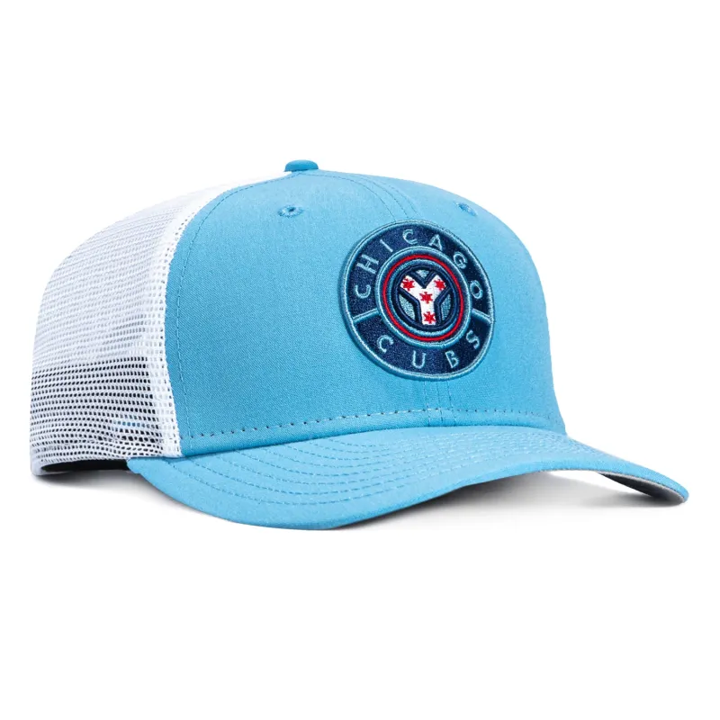 New Era 9Seventy Chicago Cubs 2022 City Connect Snapback Trucker Hat - Light Blue, White made by New Era
