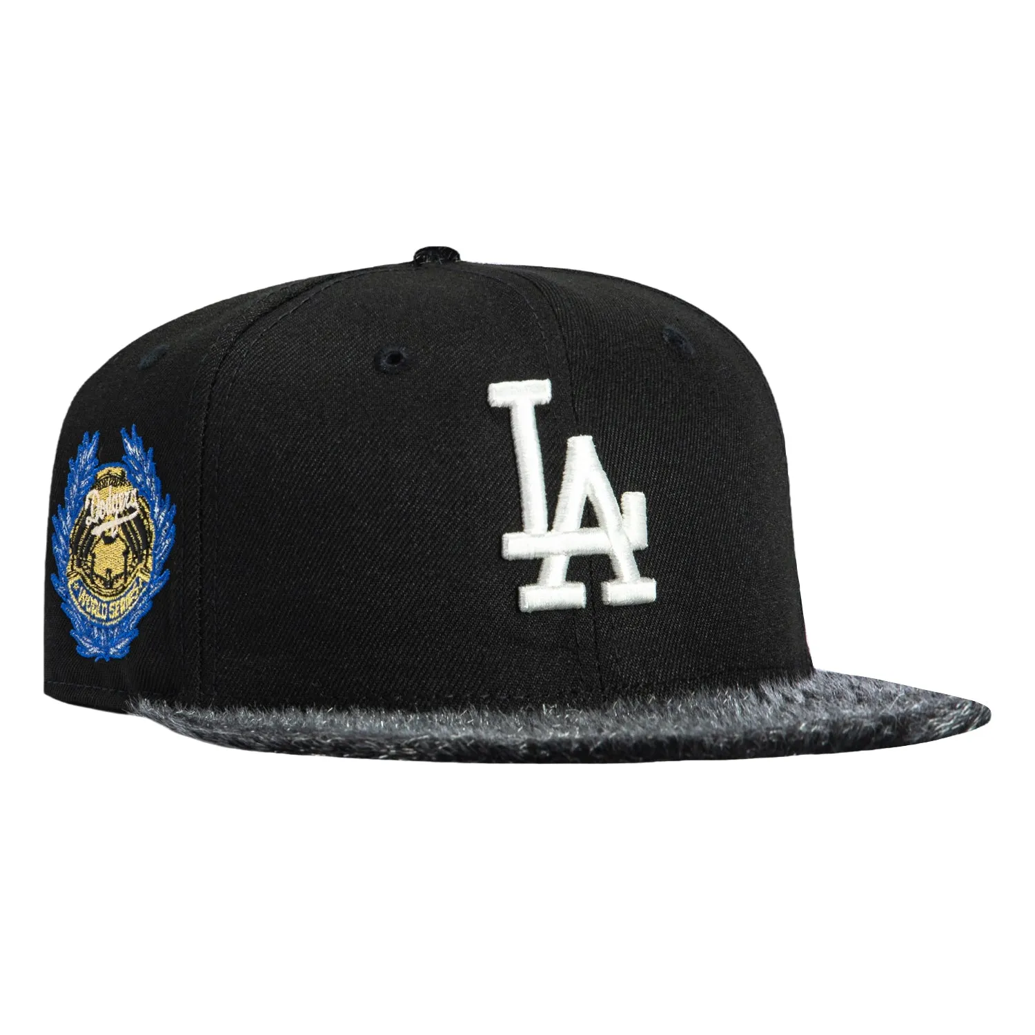 New Era 59Fifty Panther Los Angeles Dodgers 1963 World Series Patch Faux Fur Hat - Black, Graphite sold by Hat Club