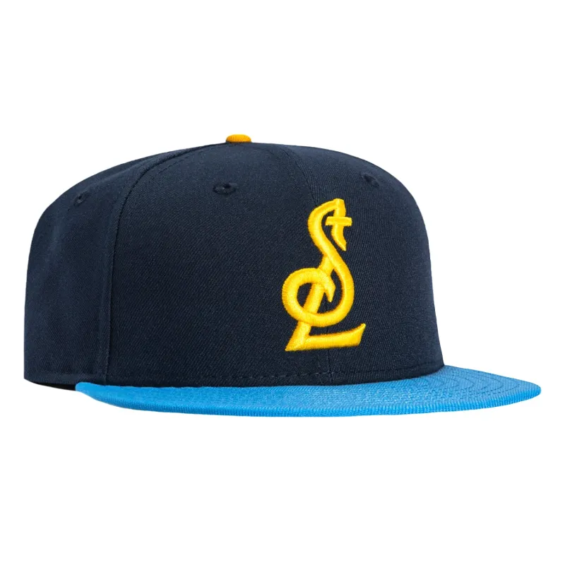 New Era 59Fifty St Louis Blues STL Alternate Hat - Navy, Light Blue, Gold sold by Hat Club