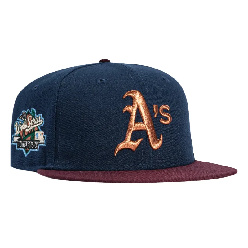 New Era 59Fifty Oakland Athletics Battle of the Bay Patch Hat - Navy, Maroon, Metallic Copper made by New Era