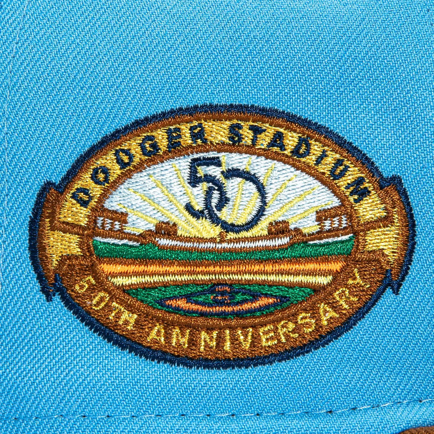 New Era 59Fifty Toasted Peanut Dodgers 50th Anniversary Stadium Patch Stars Hat light Blue UV - Light Blue, Khaki sold by Hat Club product image thumbnail 5