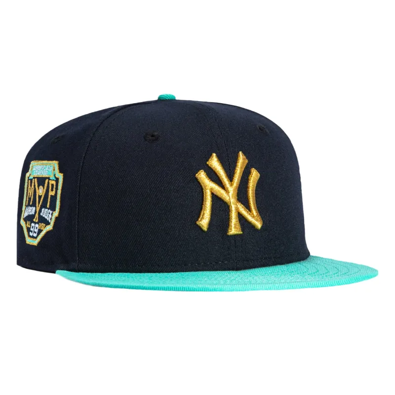 New Era 59Fifty New York Yankees Aaron Judge MVP Patch Hat - Navy, Mint, Metallic Gold made by New Era