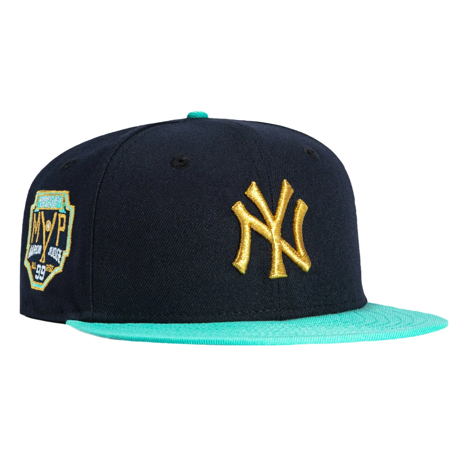 New Era 59Fifty New York Yankees Aaron Judge MVP Patch Hat - Navy, Mint, Metallic Gold sold by Hat Club