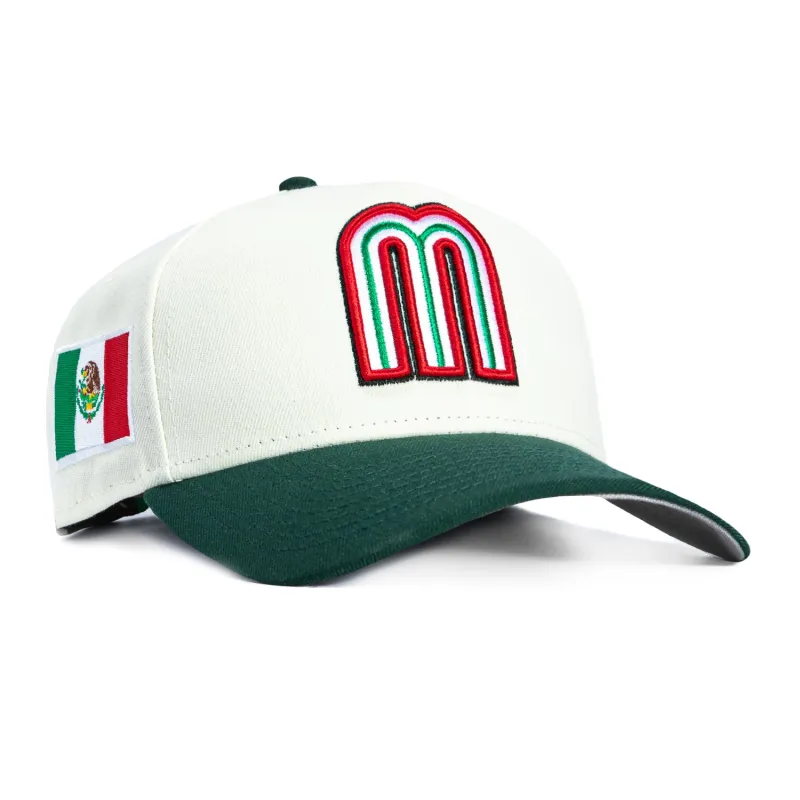 New Era 9Forty A-Frame Mexico World Baseball Classic Mexico Flag Patch Snapback Hat - White, Green sold by Hat Club
