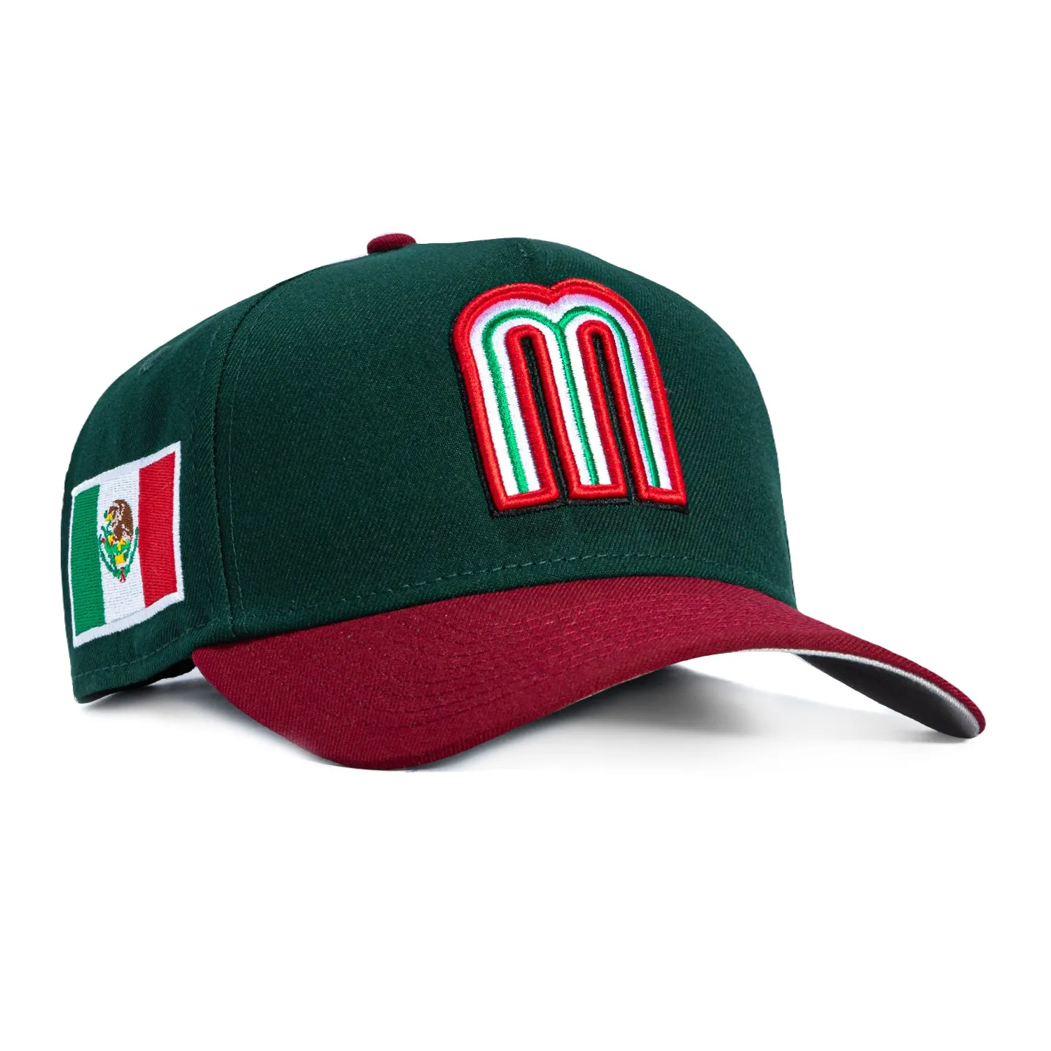 New Era 9Forty A-Frame Mexico World Baseball Classic Mexico Flag Patch Snapback Hat - Green, Cardinal sold by Hat Club