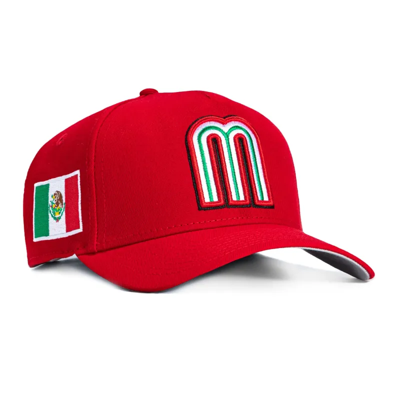 New Era 9Forty A-Frame Mexico World Baseball Classic Mexico Flag Patch Snapback Hat - Red sold by Hat Club