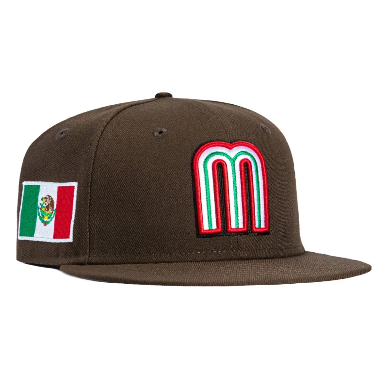 New Era 59Fifty Mexico World Baseball Classic Mexico Flag Patch Hat - Brown sold by Hat Club
