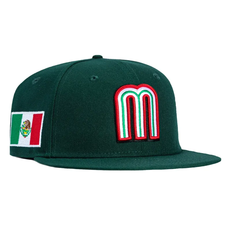 New Era 59Fifty Mexico World Baseball Classic Mexico Flag Patch Pink UV Hat - Green made by New Era