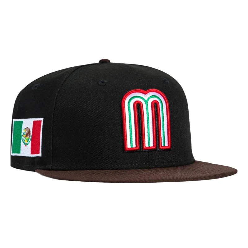 New Era 59Fifty Mexico World Baseball Classic Mexico Flag Patch Hat - Black, Brown sold by Hat Club