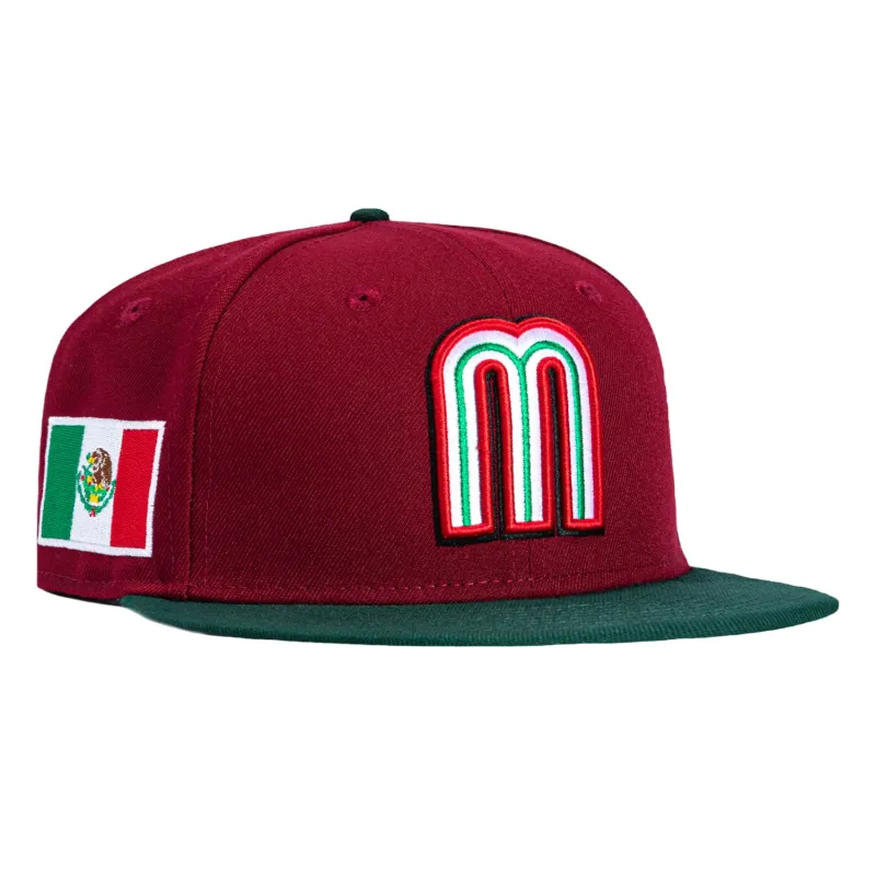 New Era 59Fifty Mexico World Baseball Classic Mexico Flag Patch Hat - Cardinal, Green sold by Hat Club
