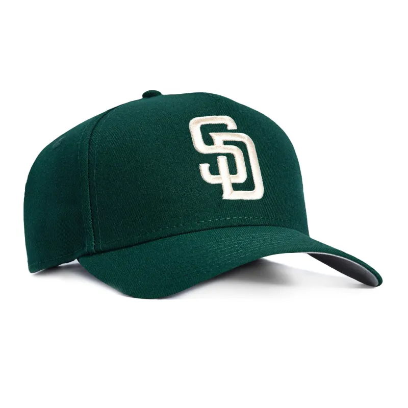 New Era 9Forty A-Frame San Diego Padres Snapback Hat - Green, Ivory sold by Hat Club