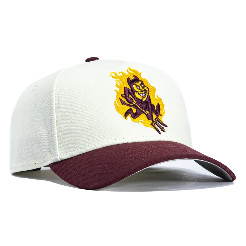 New Era 9Forty A-Frame Arizona State Sun Devils Sparky Flame Hat - White, Maroon made by New Era
