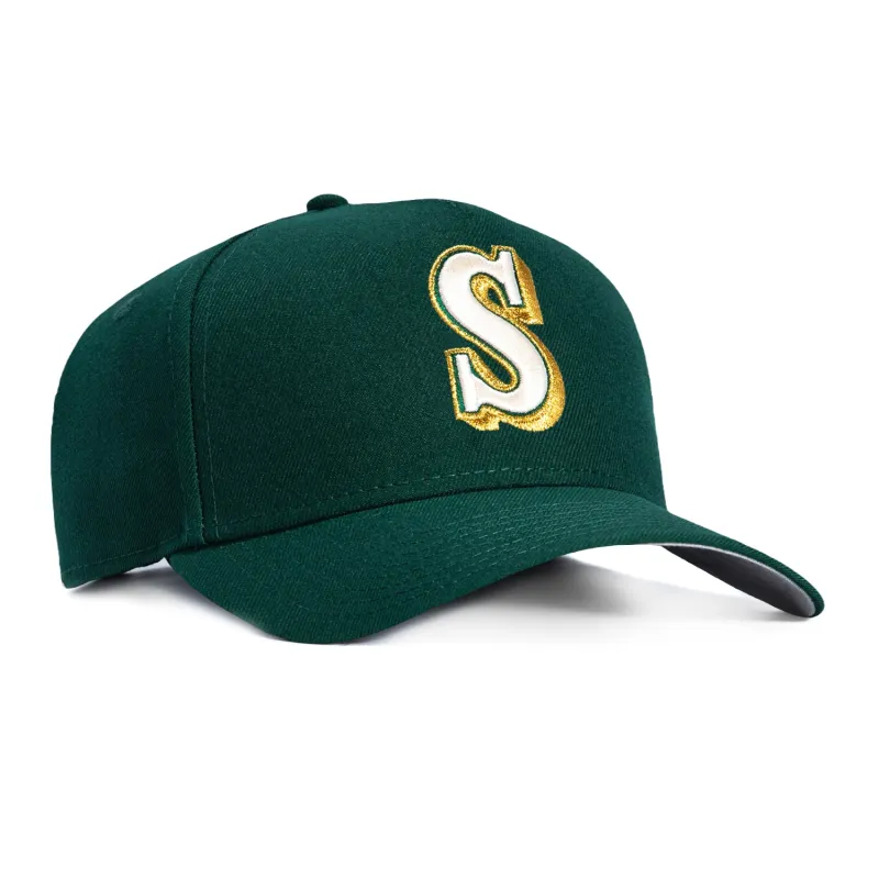New Era 9Forty A-Frame Seattle Mariners Snapback Hat - Green, Ivory sold by Hat Club