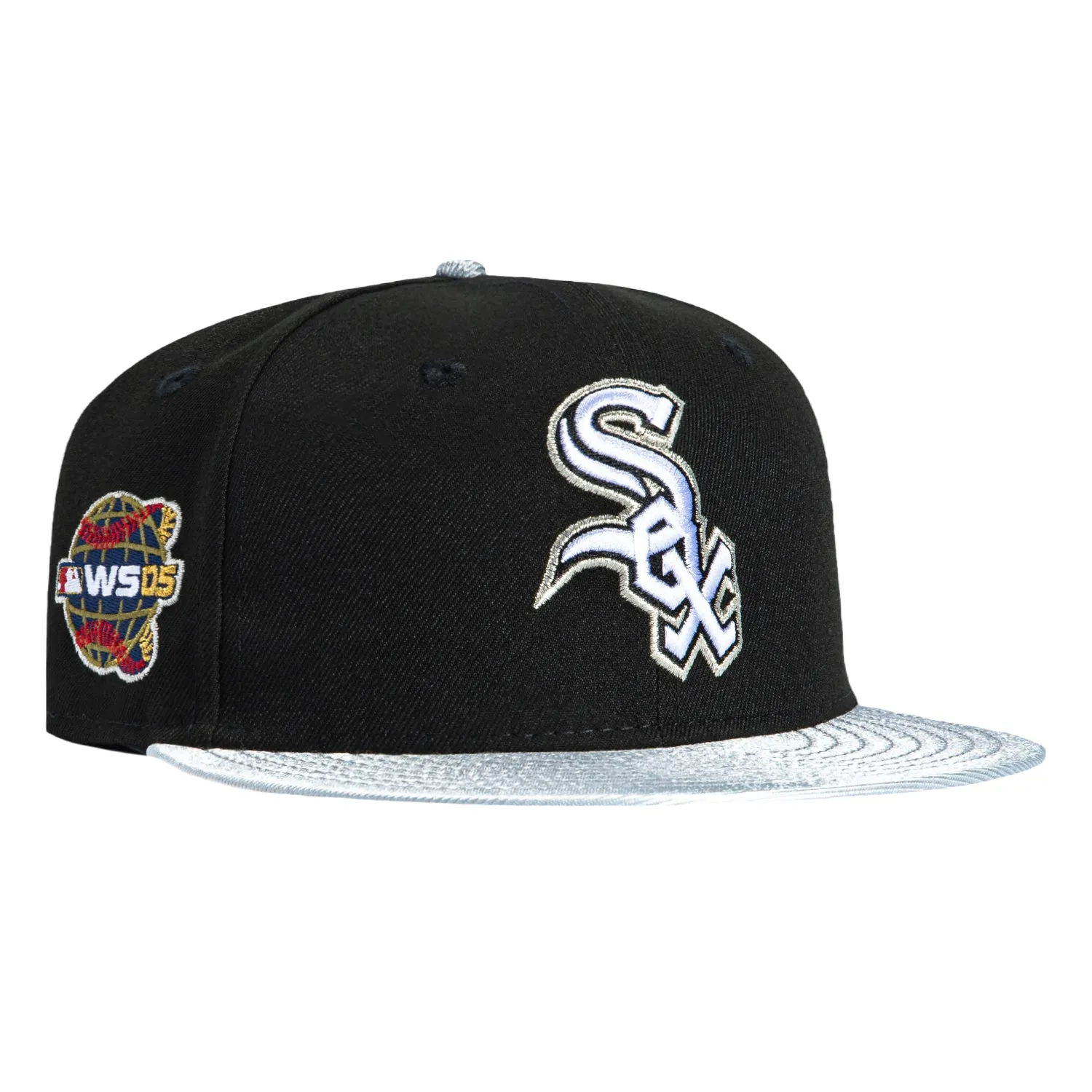 New Era 59Fifty Chicago White Sox 2005 World Series Patch Hat - Black, Metallic Silver sold by Hat Club