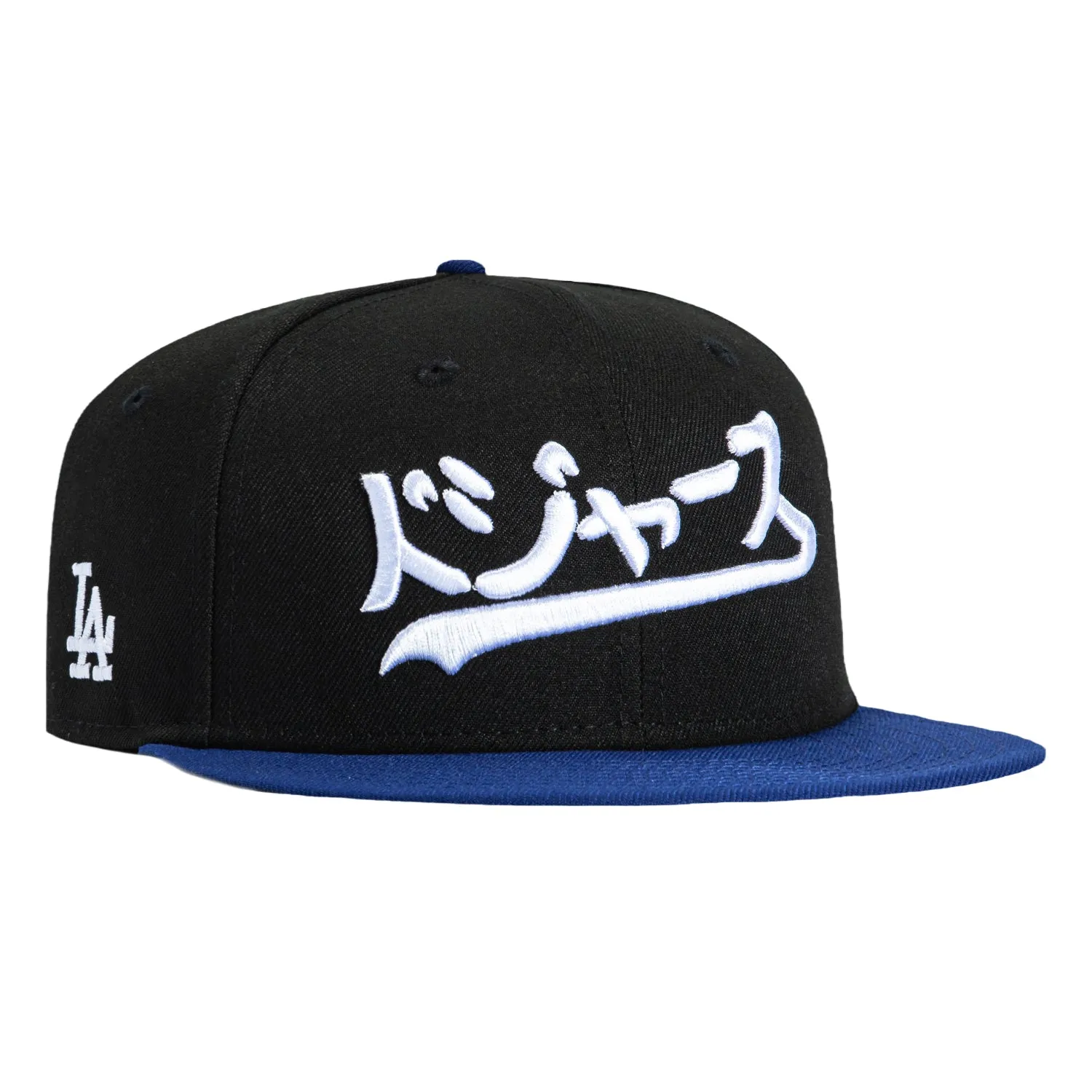 New Era 59Fifty Los Angeles Dodgers Katakana Script Logo Patch Hat - Black, Royal sold by Hat Club