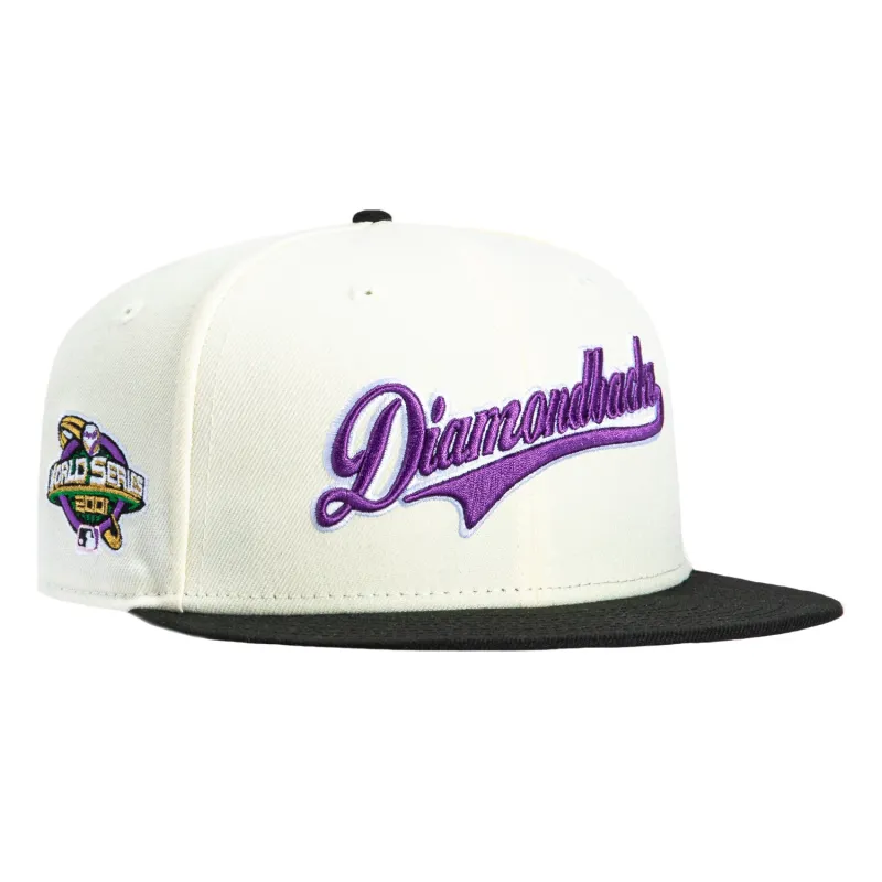 New Era 59Fifty Arizona Diamondbacks 2001 World Series Patch Script Pink UV Hat - White, Black, Purple sold by Hat Club
