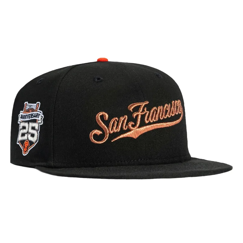 New Era 59Fifty San Francisco Giants 25th Anniversary Stadium Patch Script Hat - Black, Metallic Copper sold by Hat Club