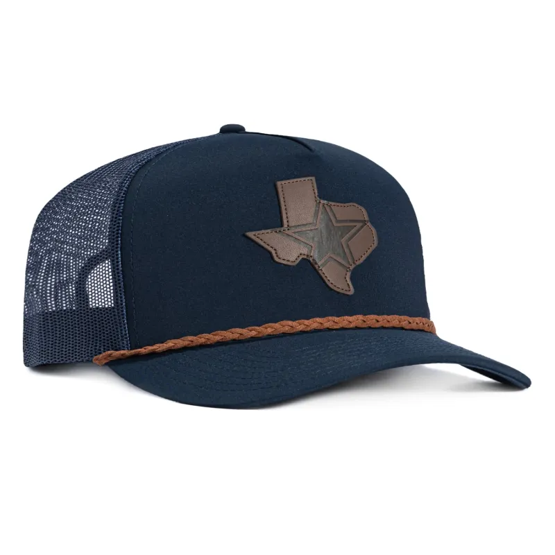 Hooey Brand Dallas Cowboys State Trucker Snapback Rope Hat - Navy made by Hat Club