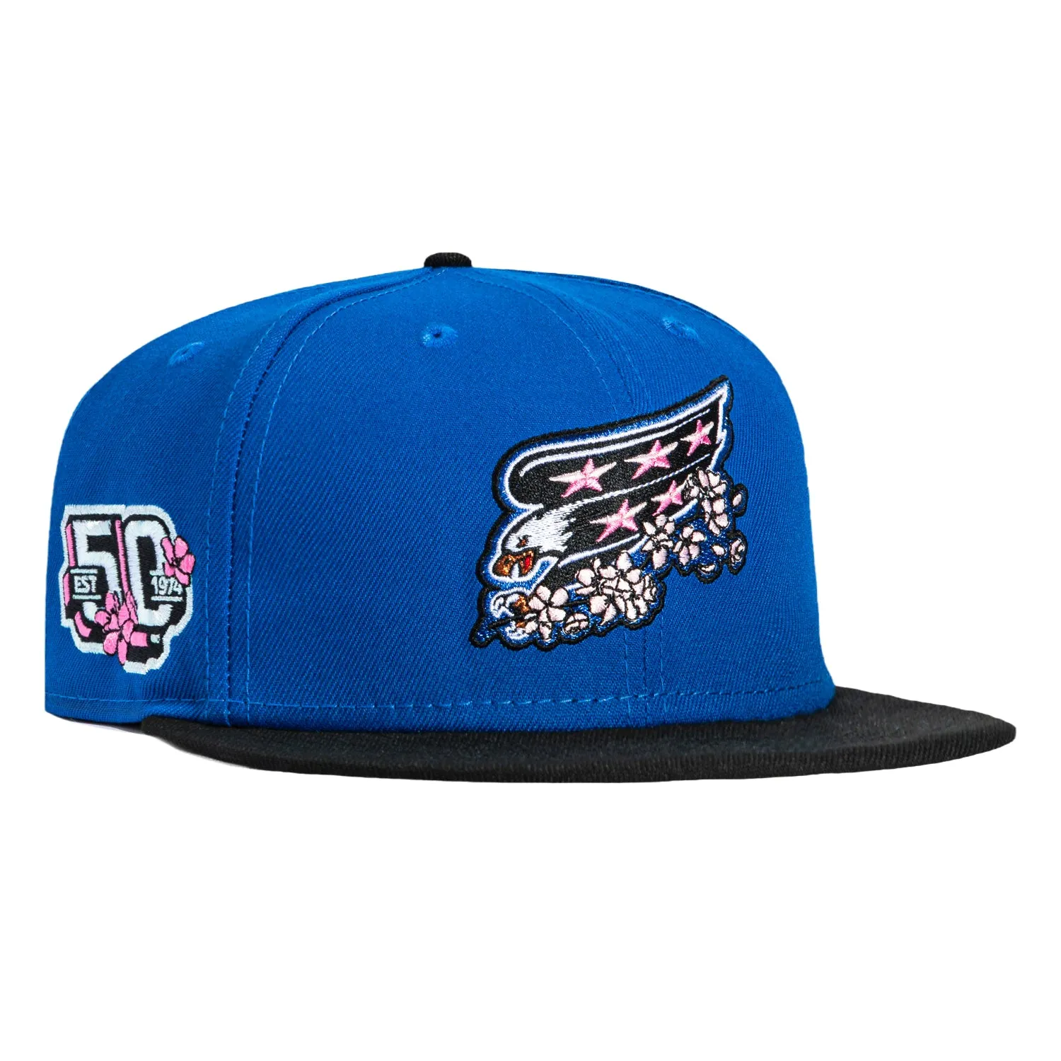 New Era 59Fifty Washington Capitals 50th Anniversary Patch Blossom Hat - Royal, Black sold by Hat Club