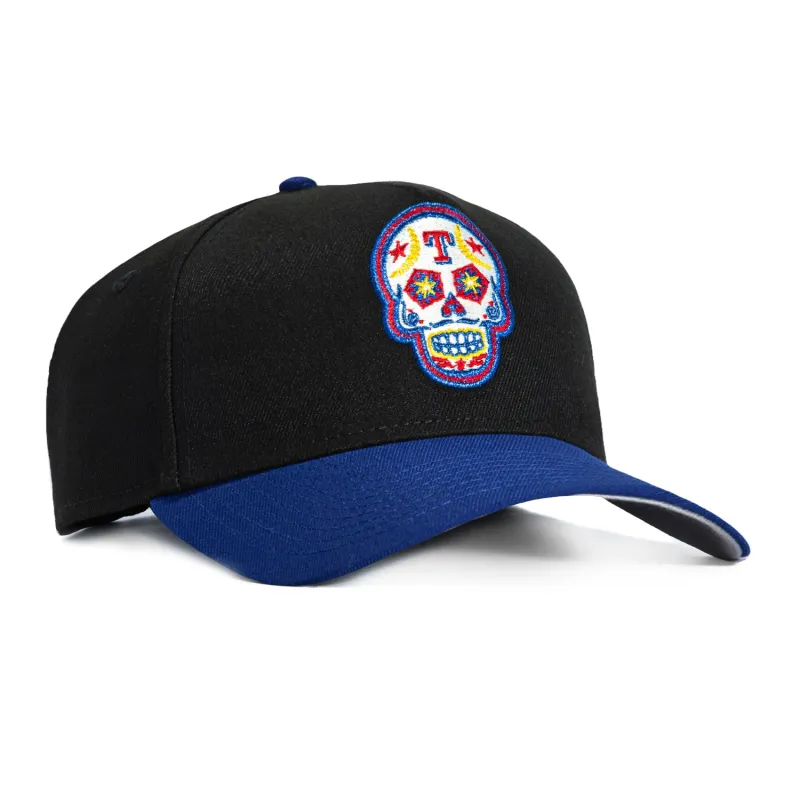 New Era 9Forty A-Frame Texas Rangers Sugar Skull Snapback Hat - Black, Royal made by New Era