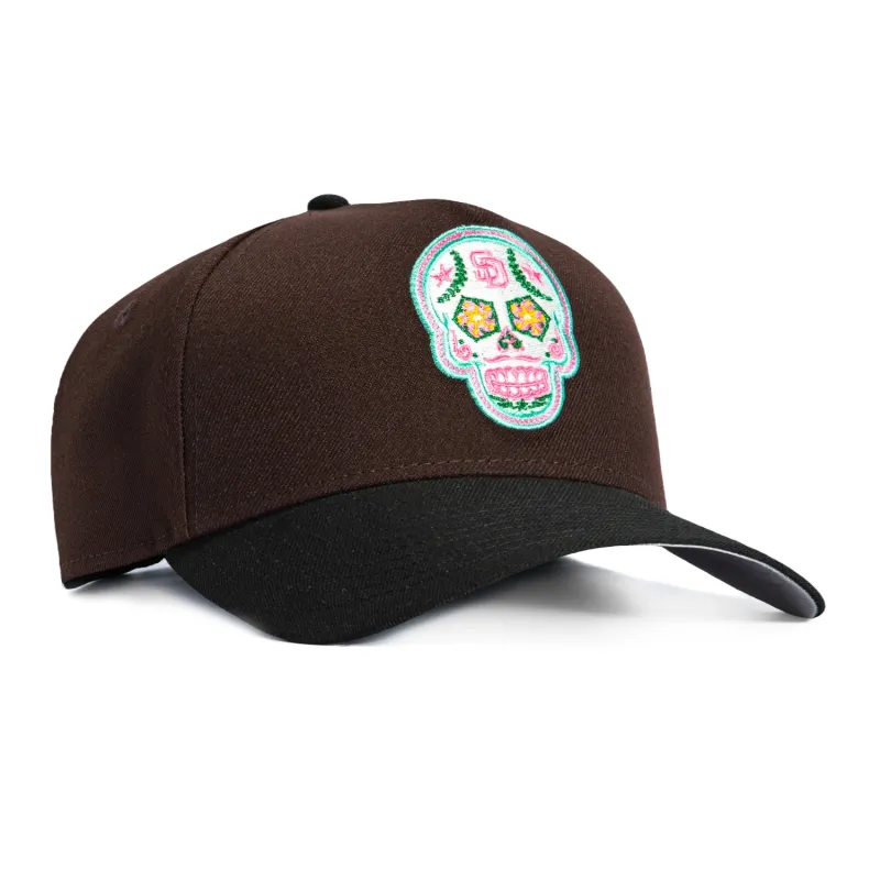 New Era 9Forty A-Frame San Diego Padres Sugar Skull Snapback Hat - Brown, Black made by New Era
