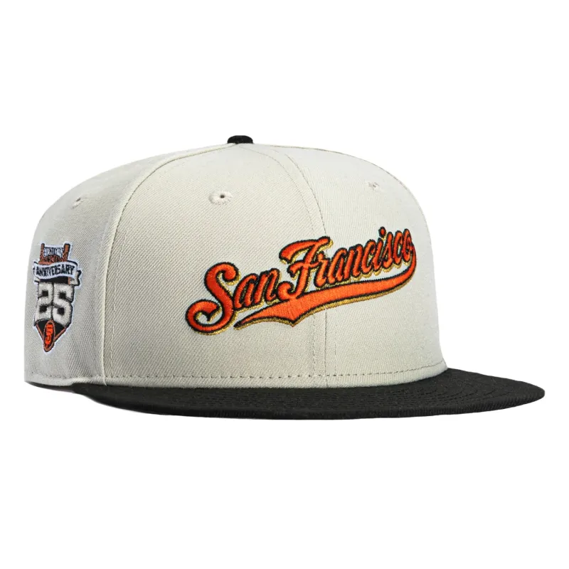 New Era 59Fifty San Francisco Giants 25th Anniversary Stadium Patch Script Hat - Stone, Black, Orange made by New Era