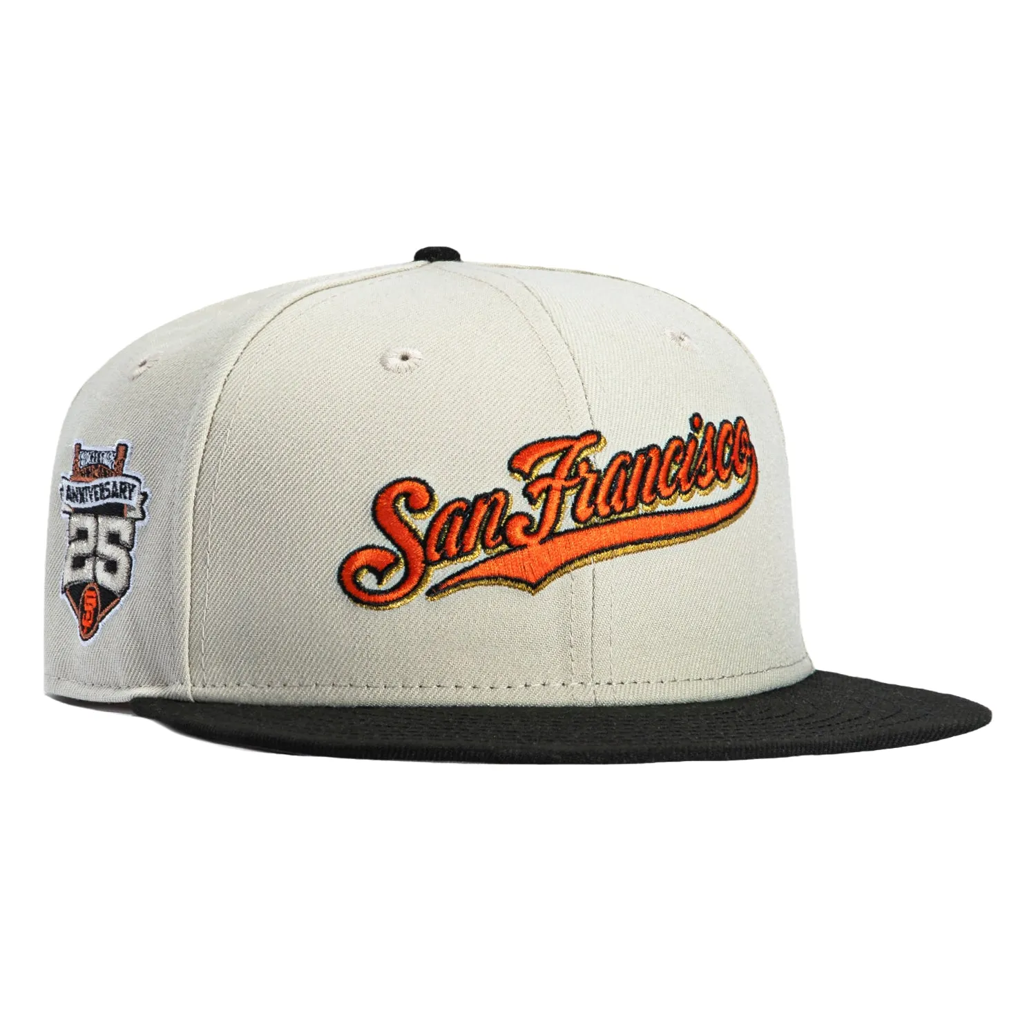 New Era 59Fifty San Francisco Giants 25th Anniversary Stadium Patch Script Hat - Stone, Black, Orange sold by Hat Club