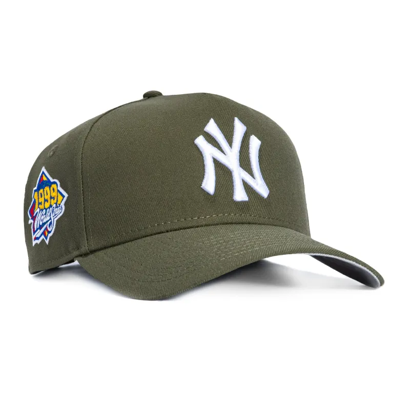 New Era 9Forty A-Frame New York Yankees 1999 World Series Patch Snapback Hat - Olive, White sold by Hat Club