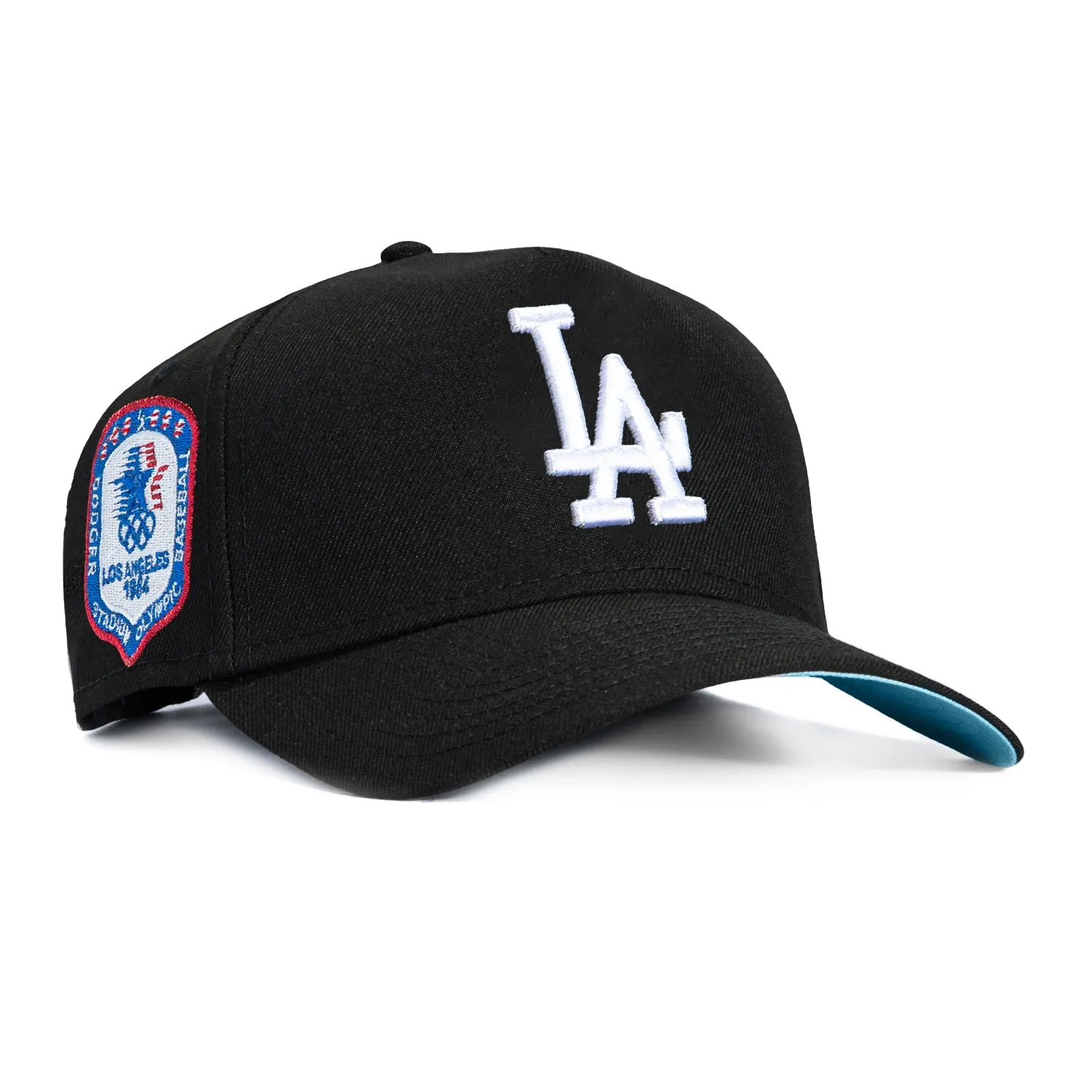 New Era 9Forty A-Frame Los Angeles Dodgers 1984 Olympic Stadium Patch Light Blue UV Snapback Hat - Black, White sold by Hat Club