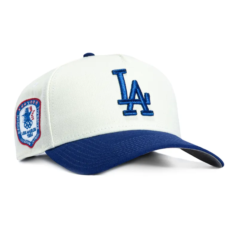New Era 9Forty A-Frame Los Angeles Dodgers 1984 Olympic Stadium Patch Snapback Hat - White, Royal sold by Hat Club