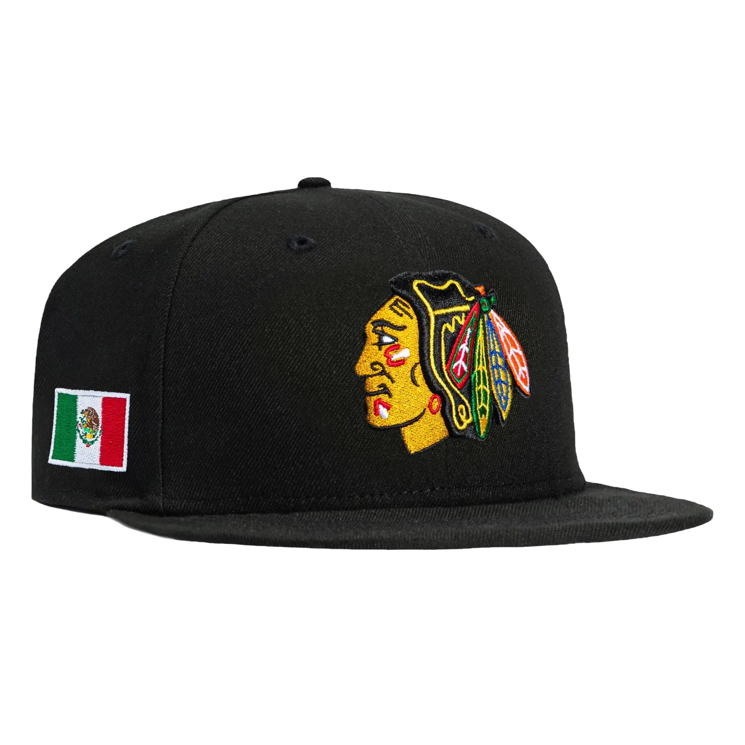 New Era 59Fifty Chicago Blackhawks Mexico Flag Patch Hat - Black sold by Hat Club