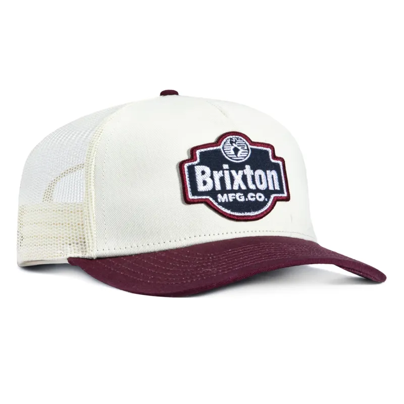 Brixton Genuine Quality Snapback Trucker Hat - White, Maroon sold by Hat Club