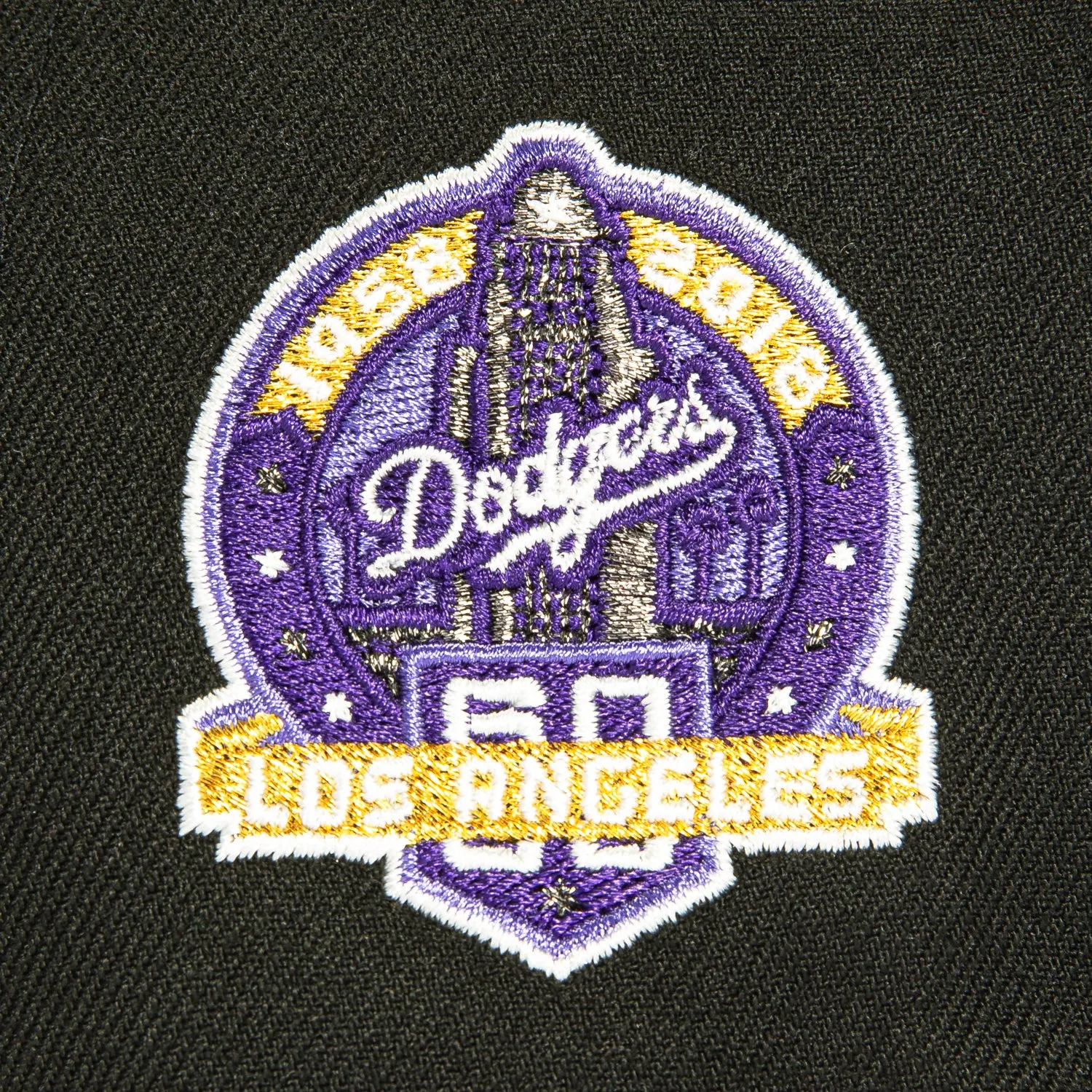 New Era 59Fifty Los Angeles Dodgers 60th Anniversary Script Patch Hat - Black, Purple, Metallic Gold sold by Hat Club product image thumbnail 5