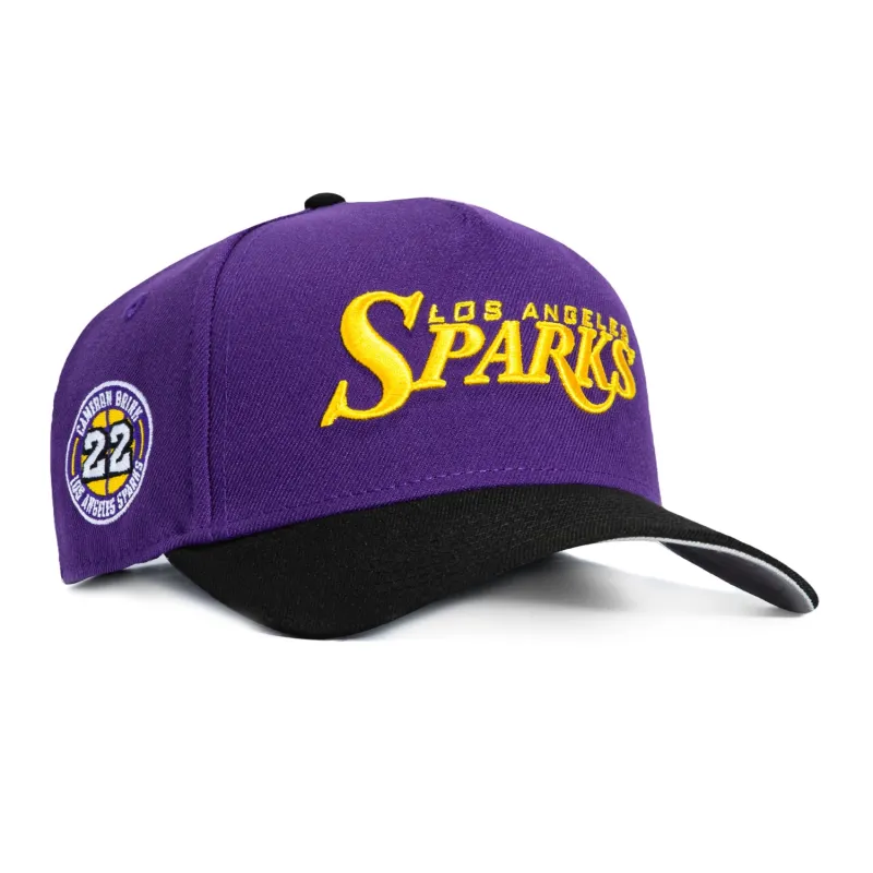 New Era 9Forty A-Frame Los Angeles Sparks Cameron Brink 22 Circle Patch Snapback Hat - Purple, Black made by New Era