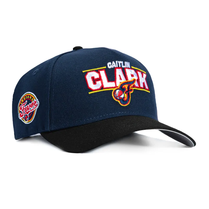New Era 9Forty A-Frame Indiana Fever Logo Patch Caitlin Clark Word Snapback Hat - Navy, Black made by New Era