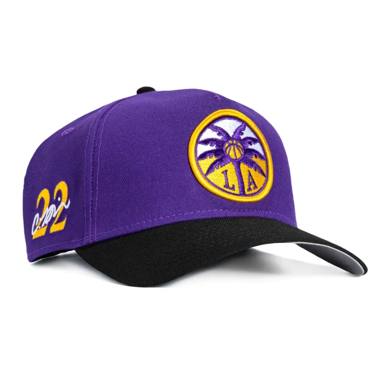 New Era 9Forty A-Frame Los Angeles Sparks Cameron Brink 22 Patch Snapback Hat - Purple, Black made by New Era