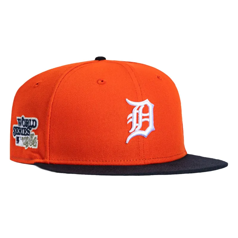 New Era 59Fifty Detroit Tigers 1984 World Series Patch Hat - Orange, Navy made by New Era