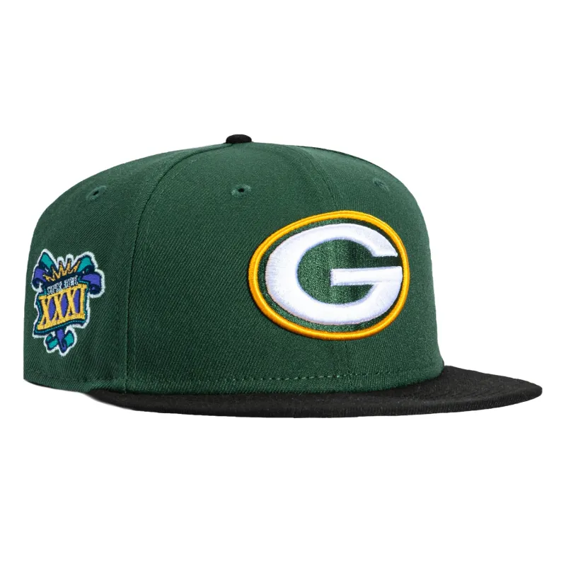 New Era 59Fifty Green Bay Packers 1996 Super Bowl Patch Pink UV Hat - Green, Black made by New Era