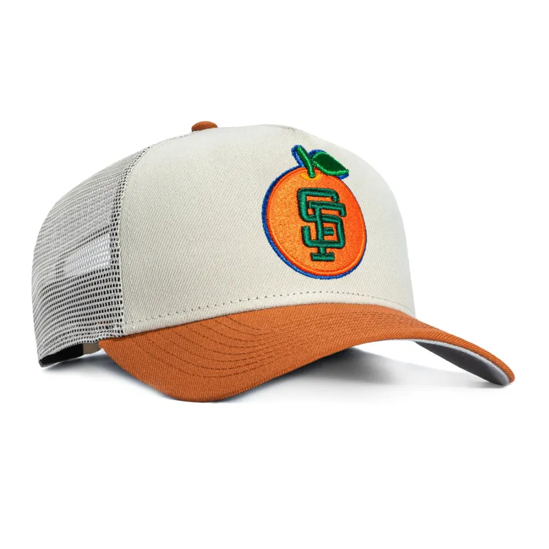 New Era 9Forty A-Frame San Francisco Giants Snapback Trucker Orange Hat - Stone, Brown made by New Era
