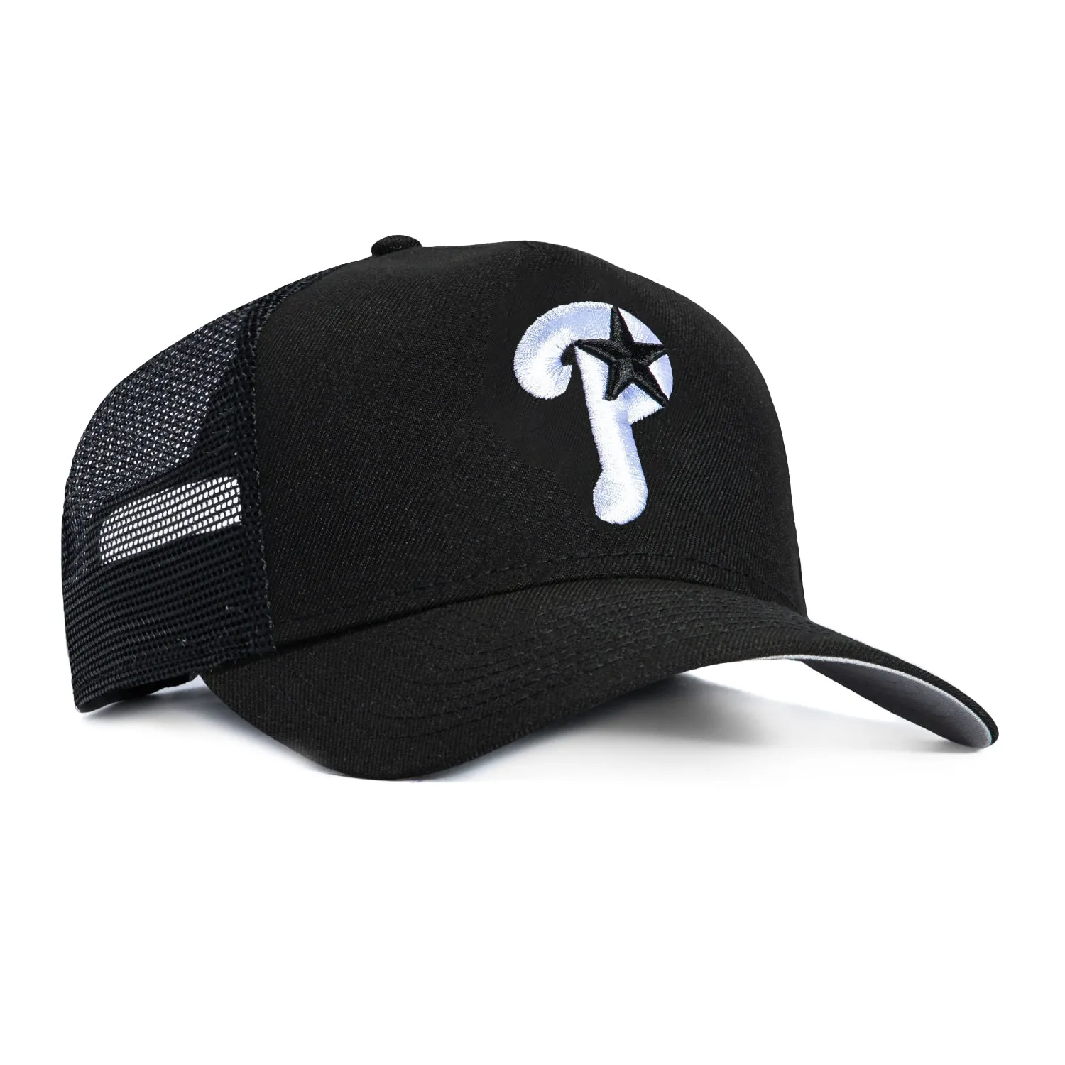 New Era 9Forty A-Frame Philadelphia Phillies Alternate Trucker Snapback Hat - Black, White sold by Hat Club