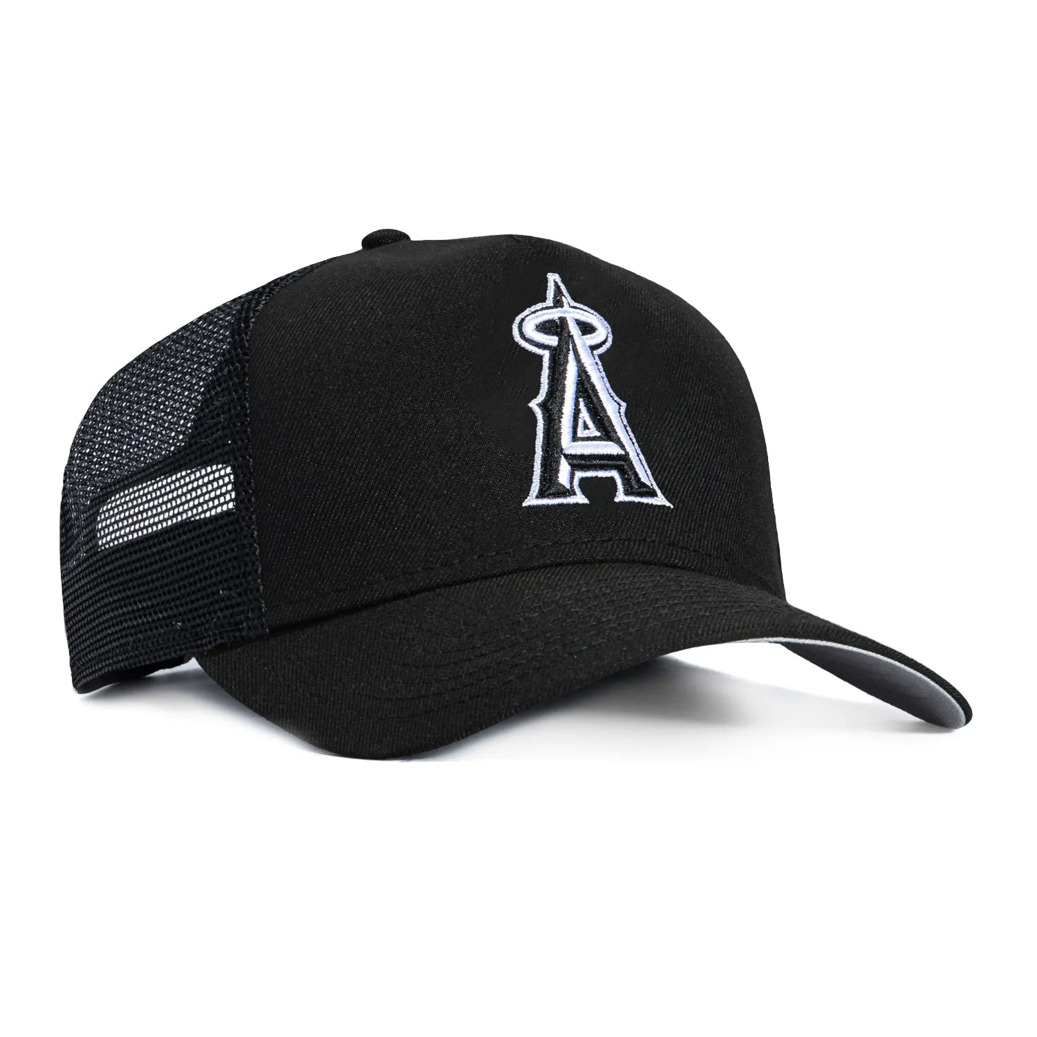 New Era 9Forty A-Frame Los Angeles Angels Trucker Snapback Hat - Black, White sold by Hat Club