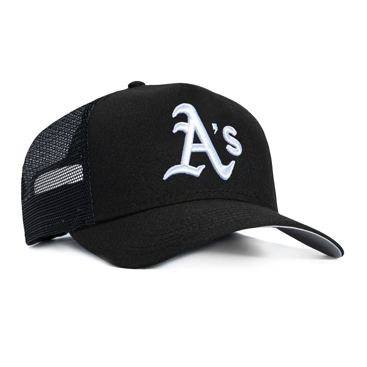 New Era 9Forty A-Frame Oakland Athletics Trucker Snapback Hat - Black, White sold by Hat Club