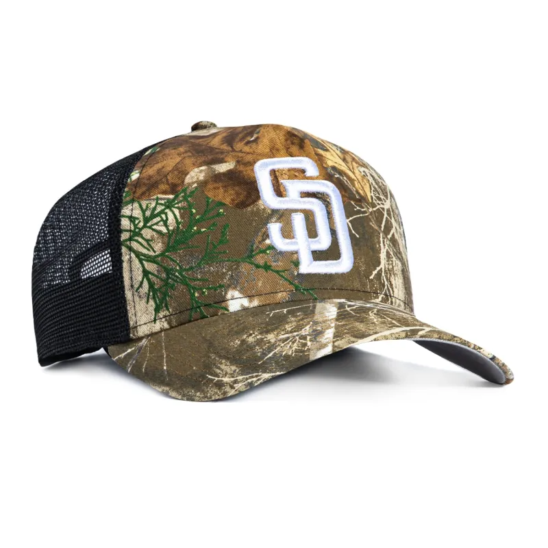 New Era 9Forty A-Frame San Diego Padres Snapback Trucker Hat - Realtree, Black made by New Era