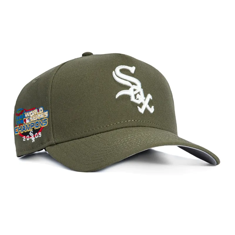 New Era 9Forty A-Frame Chicago White Sox 2005 World Series Patch Snapback Hat - Olive, Ivory sold by Hat Club