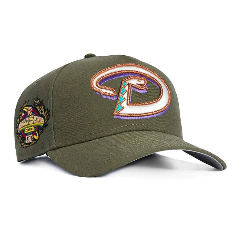 New Era 9Forty A-Frame Arizona Diamondbacks 2001 World Series Patch D Snapback Hat - Olive, Ivory sold by Hat Club