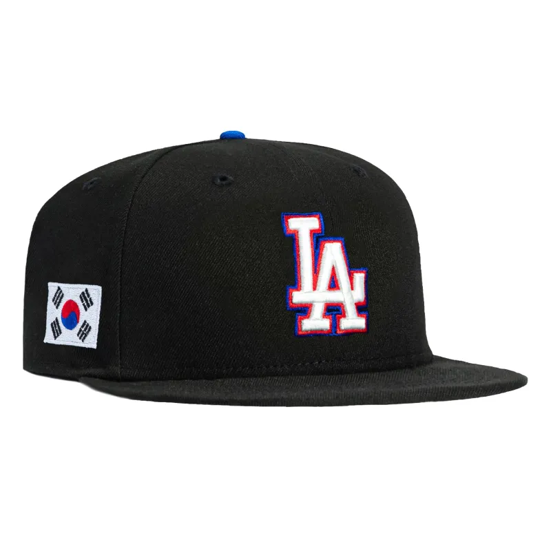New Era 59Fifty Los Angeles Dodgers Korean Flag Patch Hat - Black, Ivory, Red, Royal made by New Era